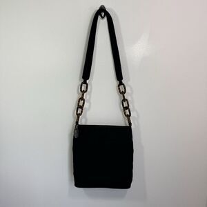 Allan Edward Vintage Black Crossbody Bag Tortoise Shell Acrylic Chain Purse